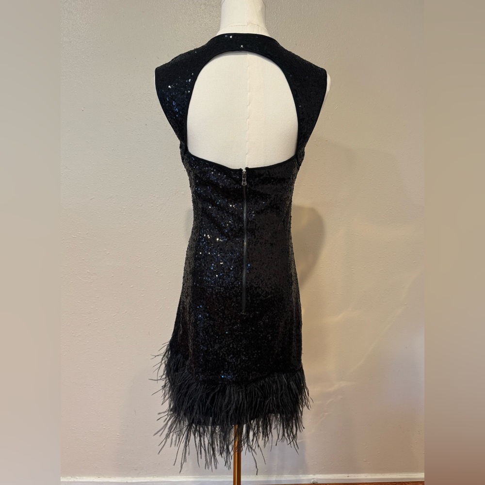 Guess Black Sequin and Feathers Mini Dress - Picture 4 of 8